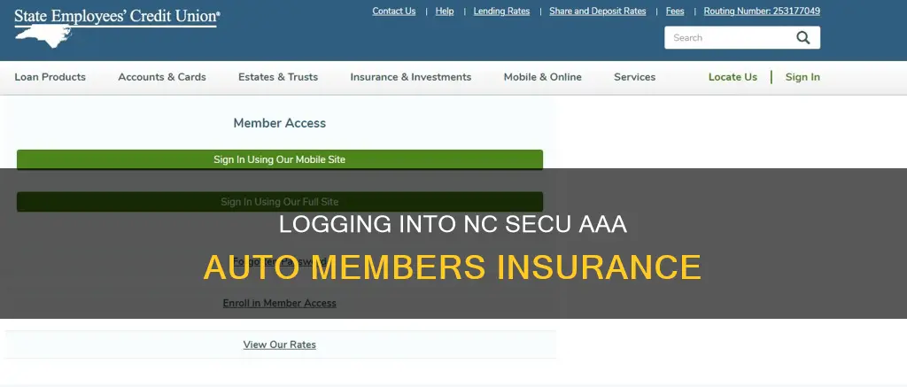 how to login to ncsecu aaa auto members insurance company