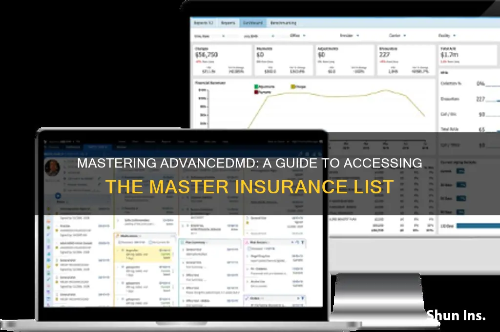 how to look up master insurance list in advanced md
