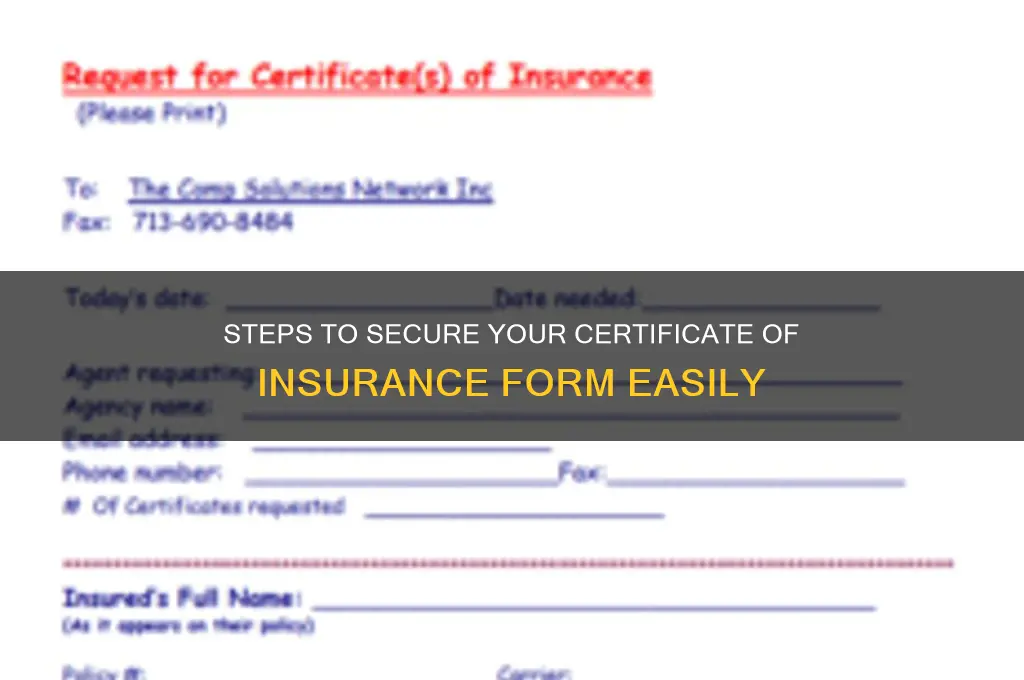 how to obtain a certificate of insurance form