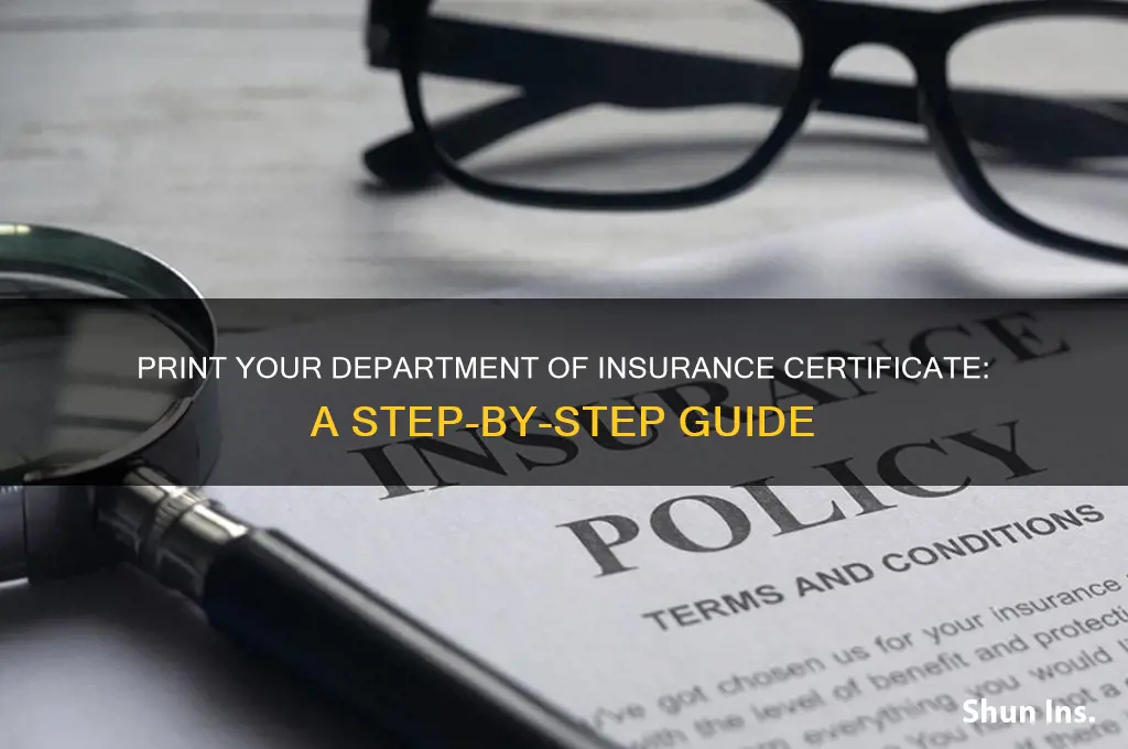 how to print department of insurance certificate