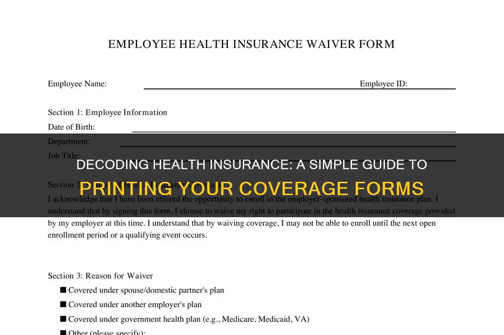 how to print form health insurance coverg
