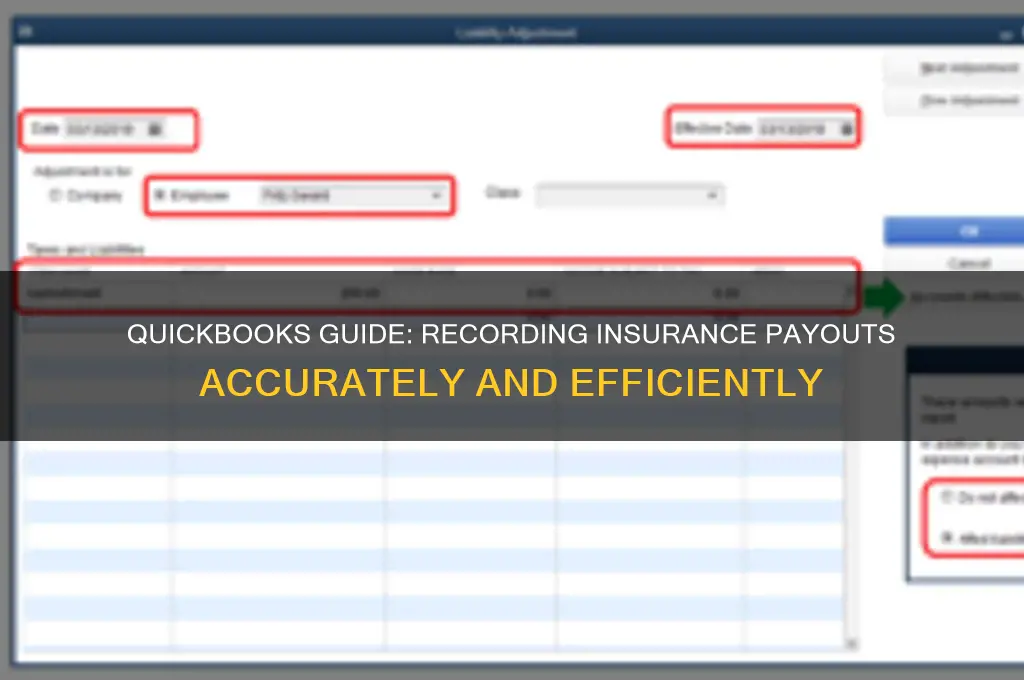 how to put insurance payout in quickbooks