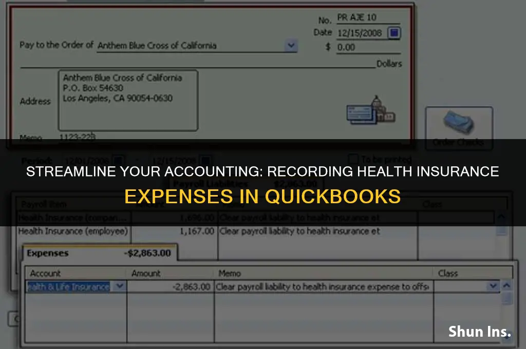 how to record health insurance expense in quickbooks