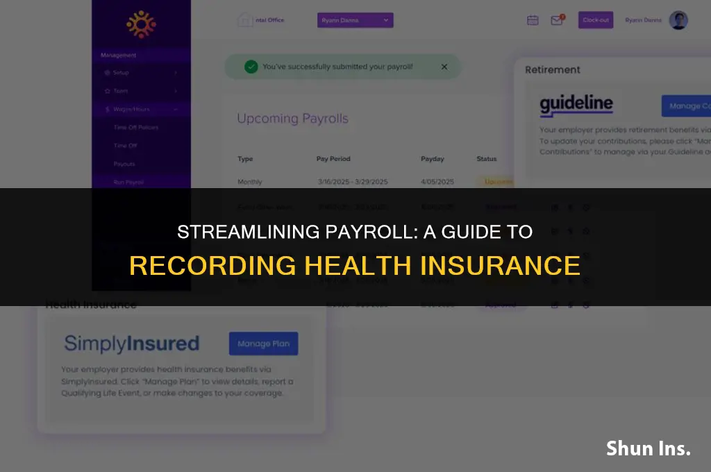 how to record payroll health insurance