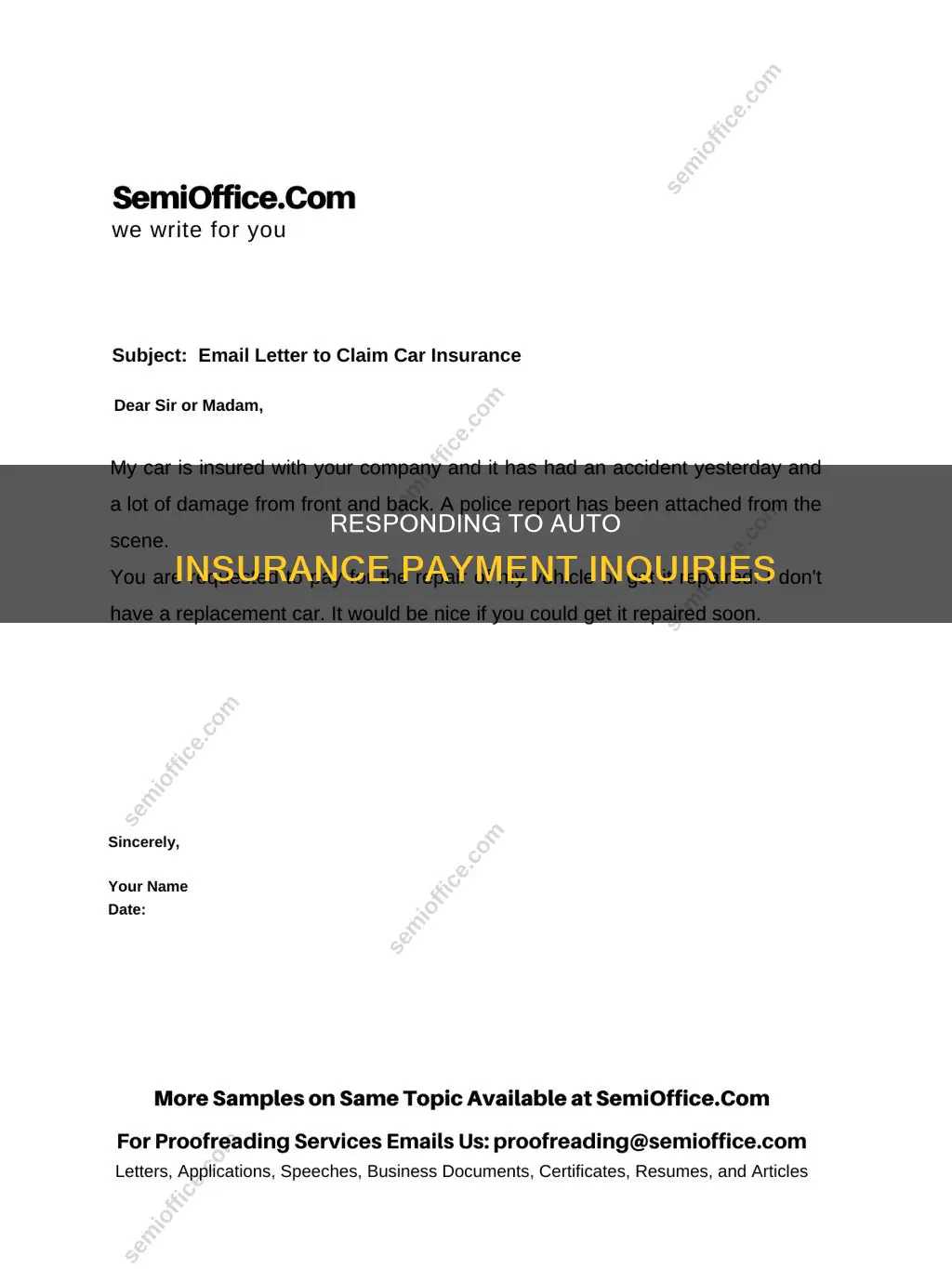 how to reply to an auto insurance letter regarding payment