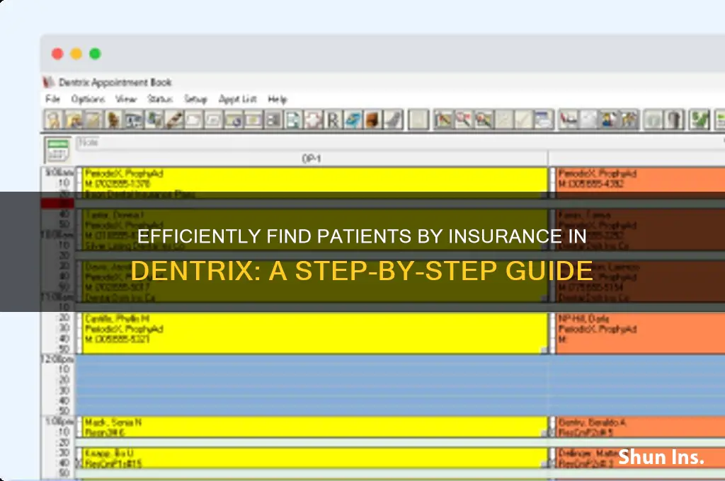 how to search for patients by insurance in dentrix