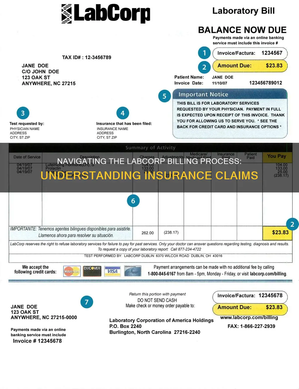 how to send labcorp bill to insurance