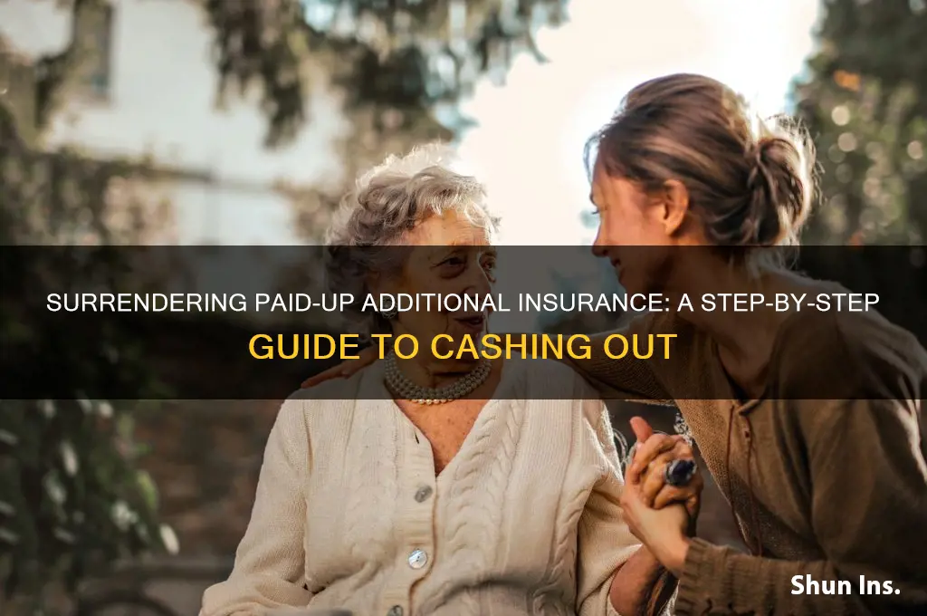 how to surrender paid up additional insurance