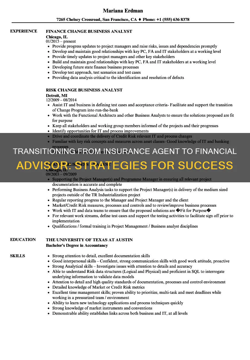 how to switch from insurance agent to financial advisor