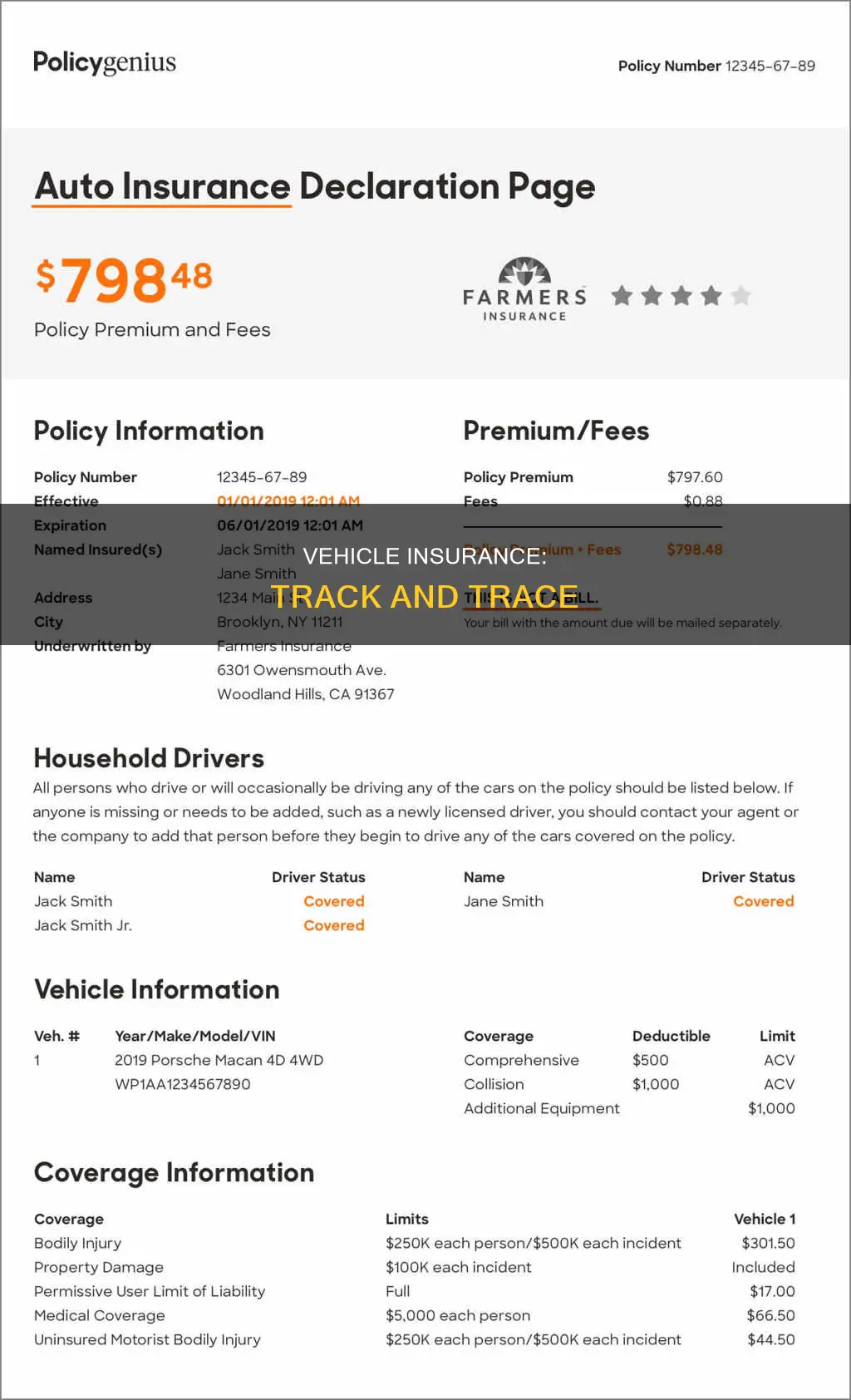 how to track vehicle insurance