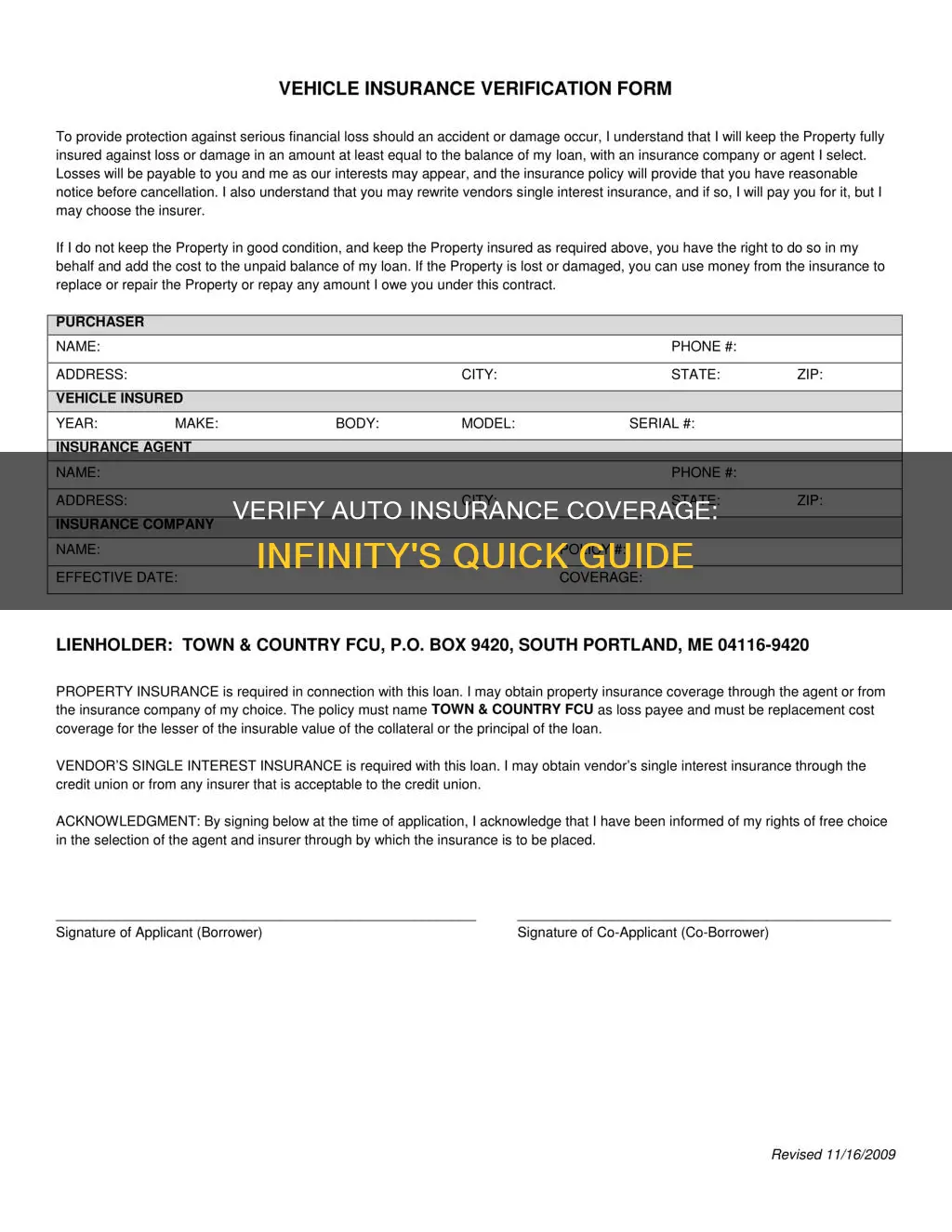 how to verify auto insurance coverage for infinity