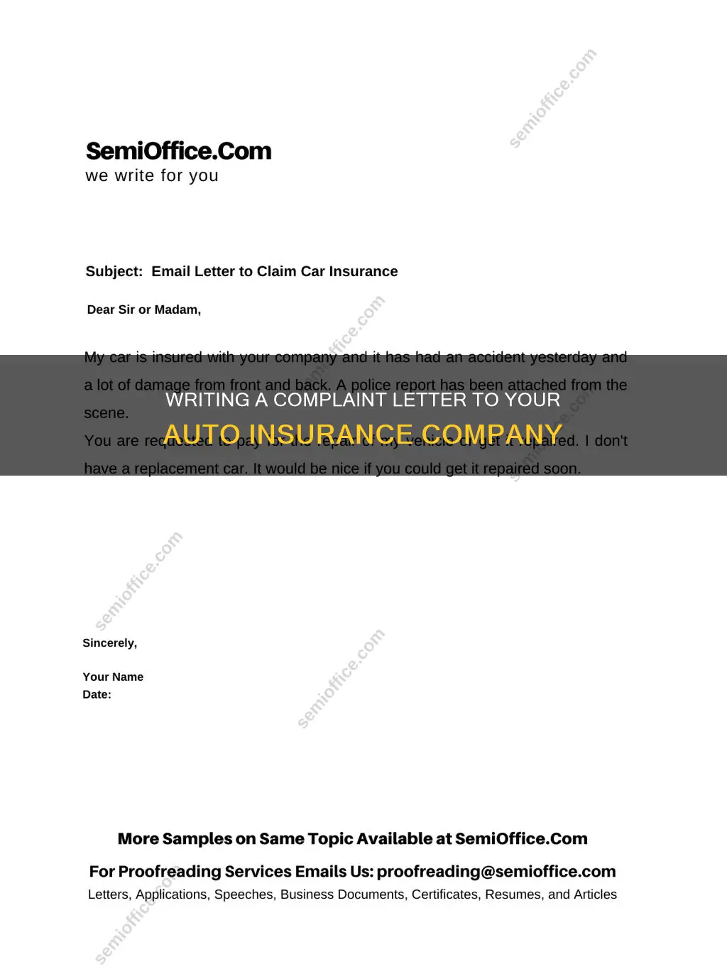 how to write a complaint letter to auto insurance company