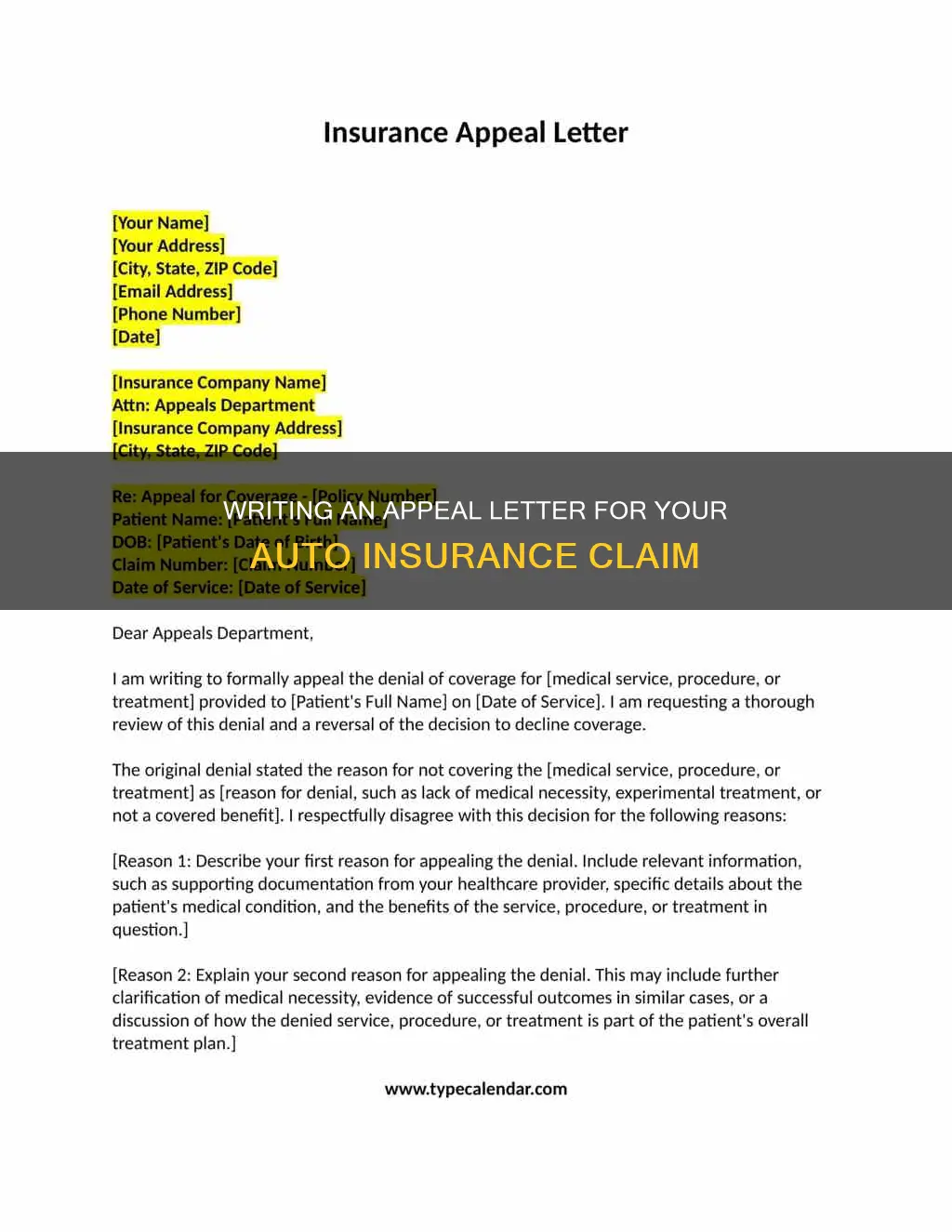 how to write an appeal letter for auto insurance claim