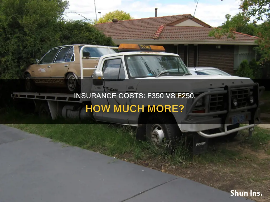 how uch higher is insurance for a f350 vs f250