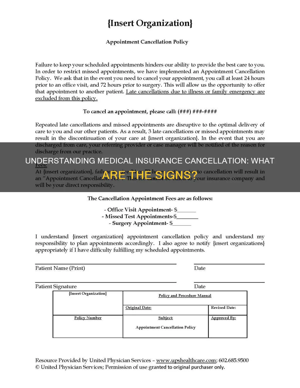 how would you know if your medical insurance is cancelled