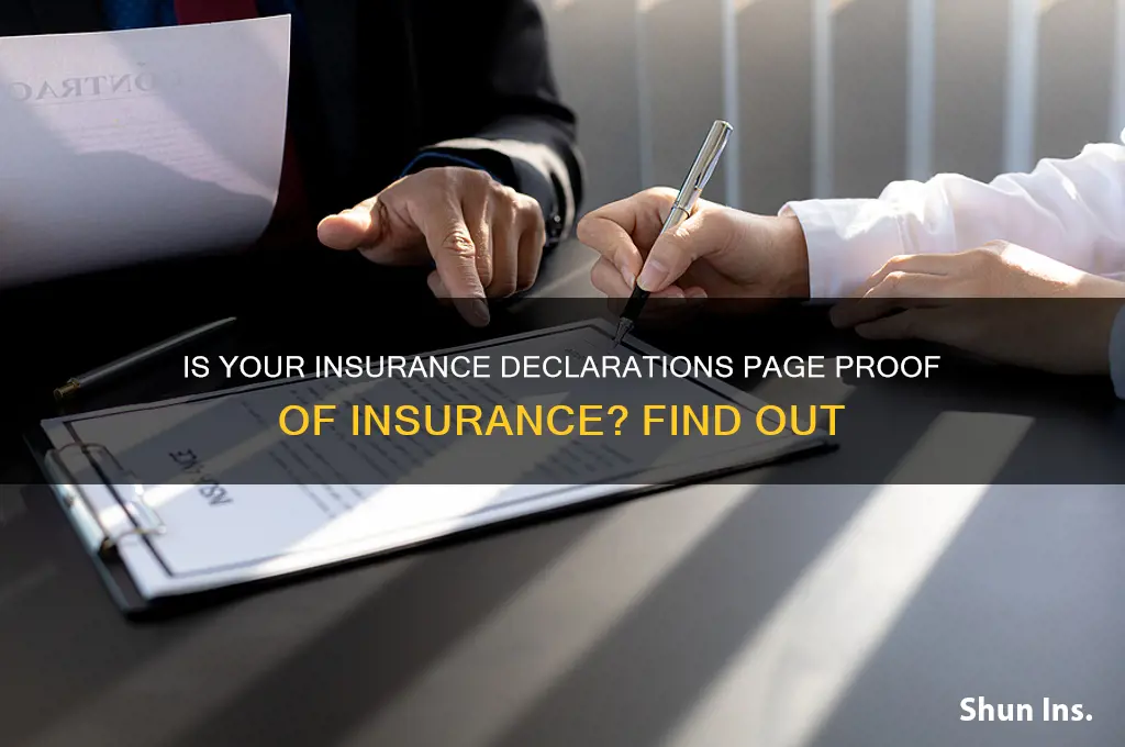 is a insurance delclarations page proof of insurance