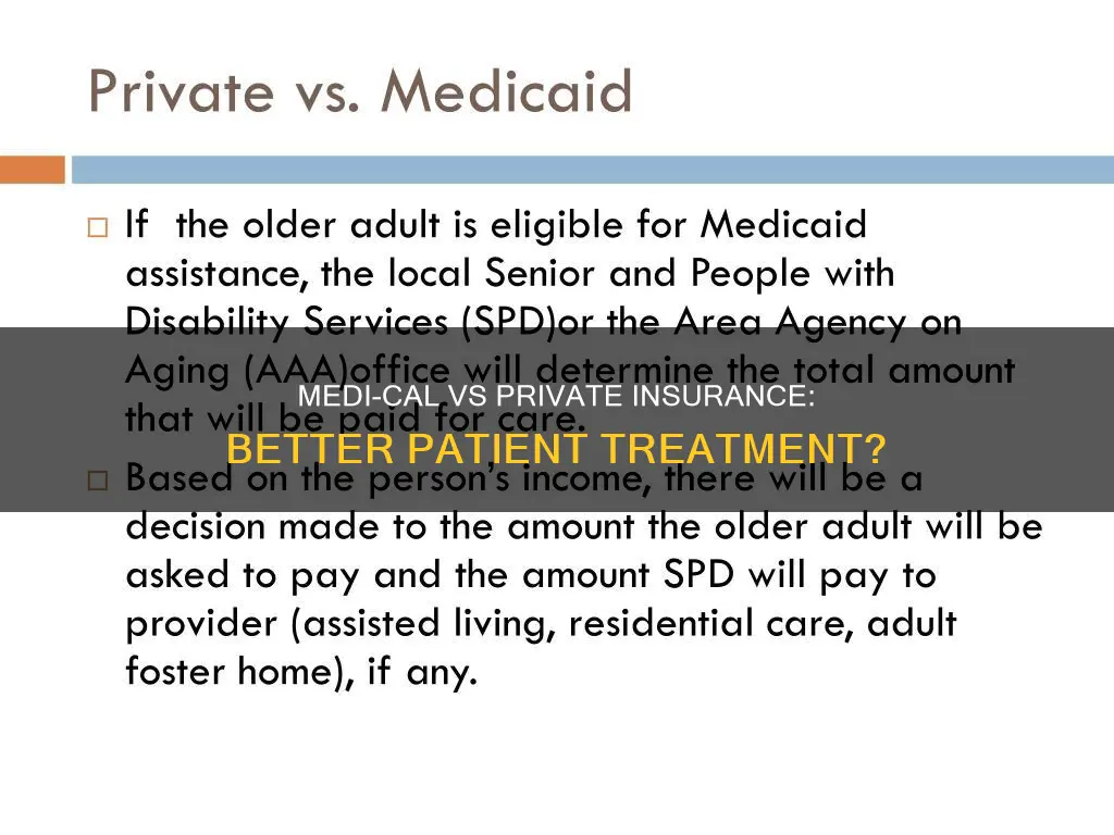 is a patient well treated with medi-cal than private insurance