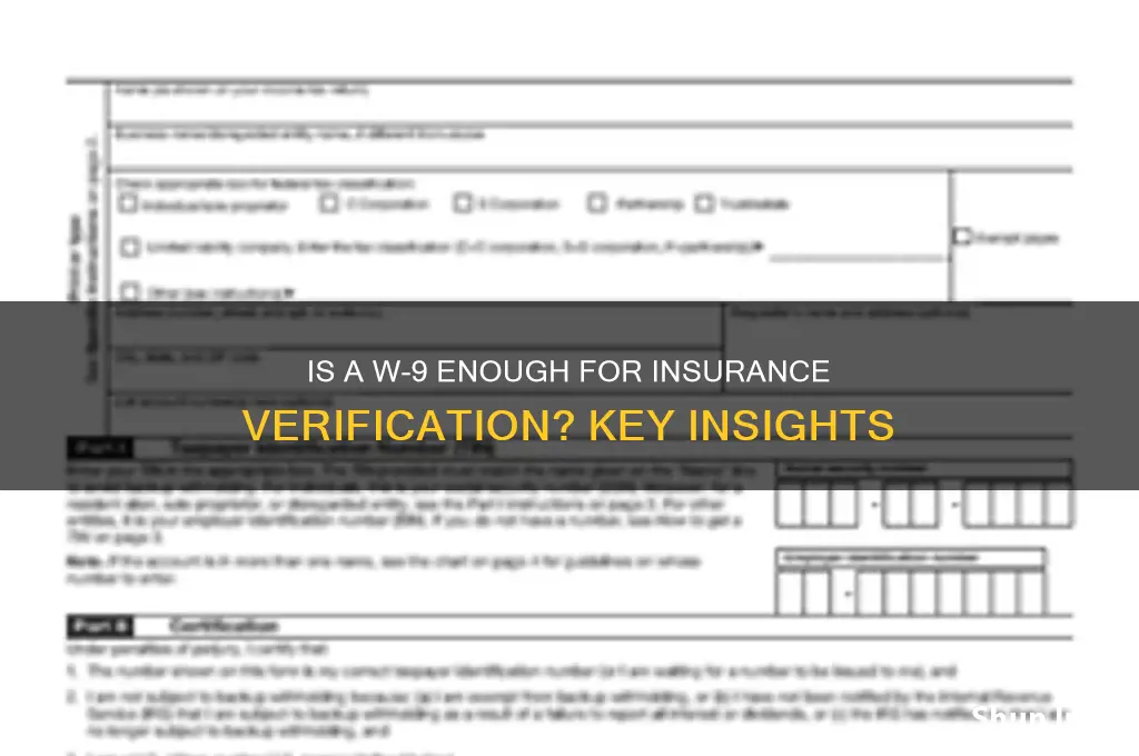 is a w-9 adaquate insurance information