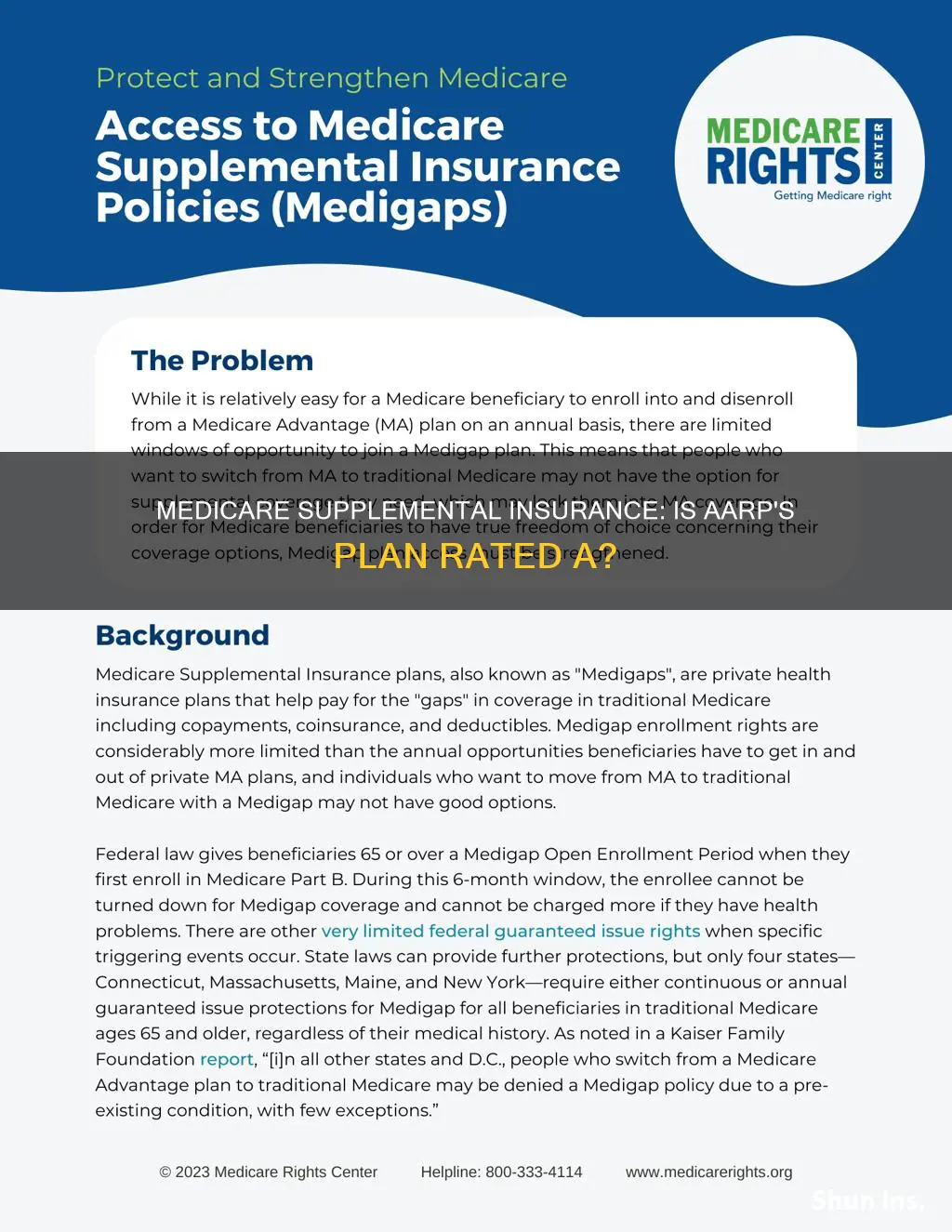 is aarp medicare supplemental insurance a rated