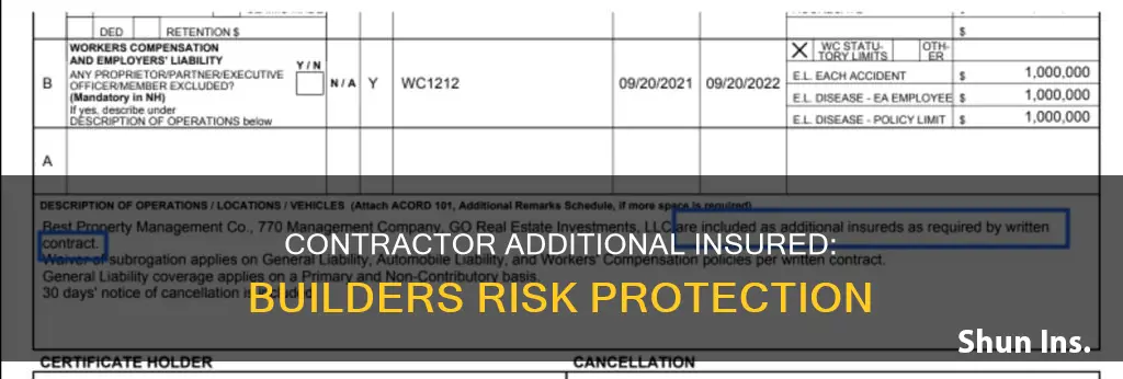 is contractor additional insured builders risk