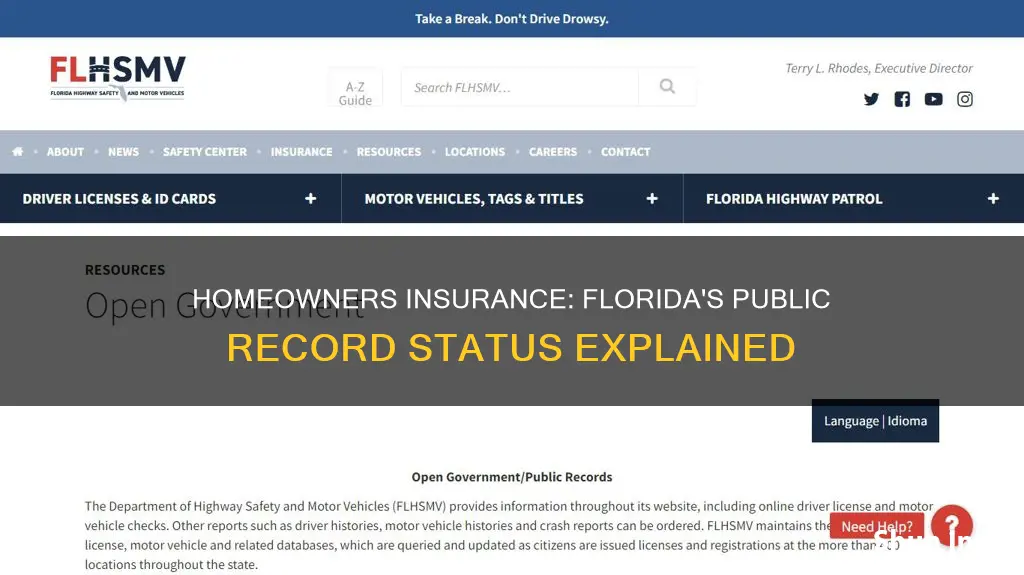 is homeowners insurance public record in Florida