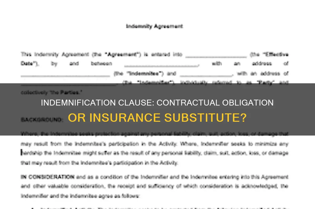 is indemnification clause contractual or insurance