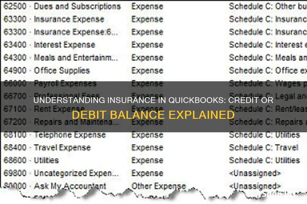 is insurance a credit or debit balance in quickbooks