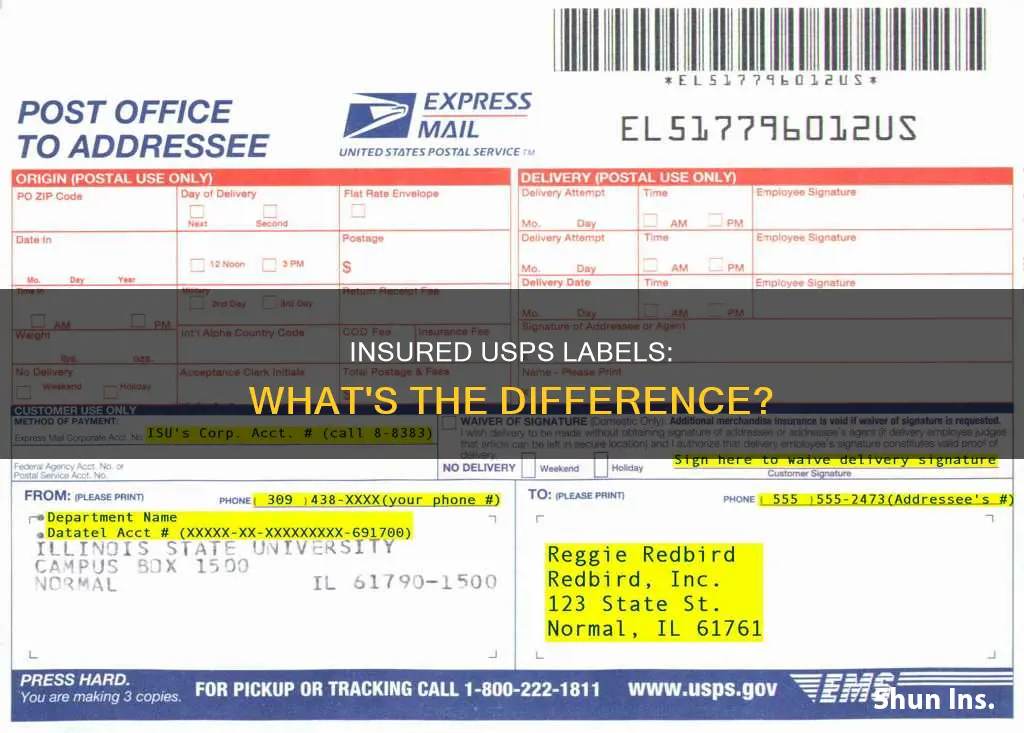 is insurance usps label different