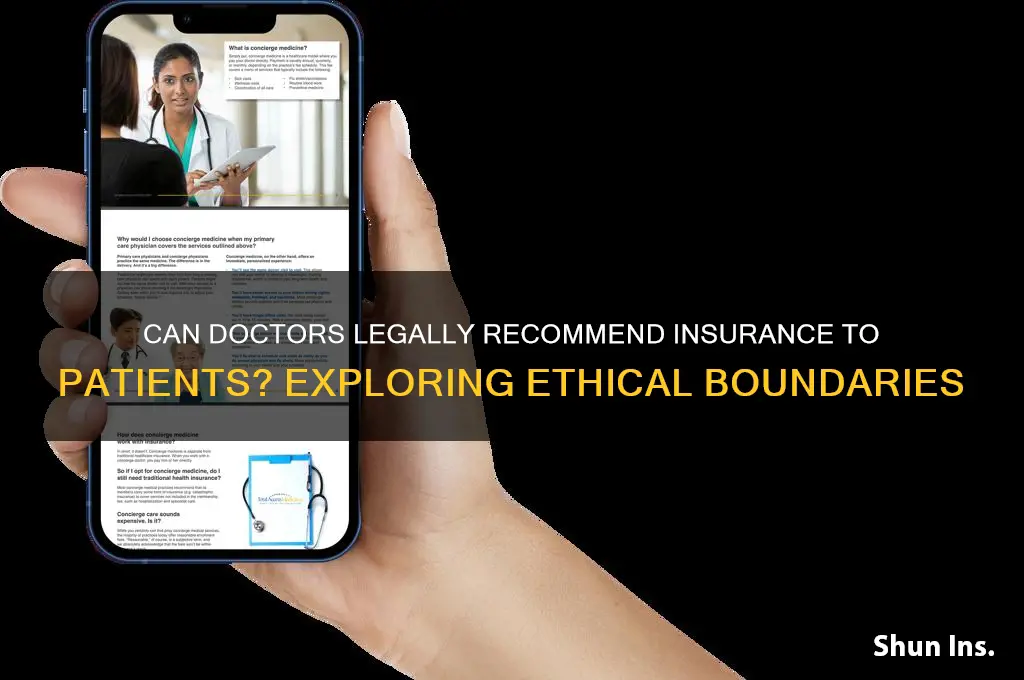 is it ilegal for doctors to recommend insurance to patient