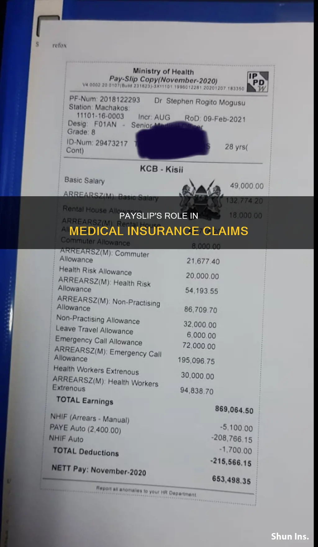 is payslip required for medical insurance