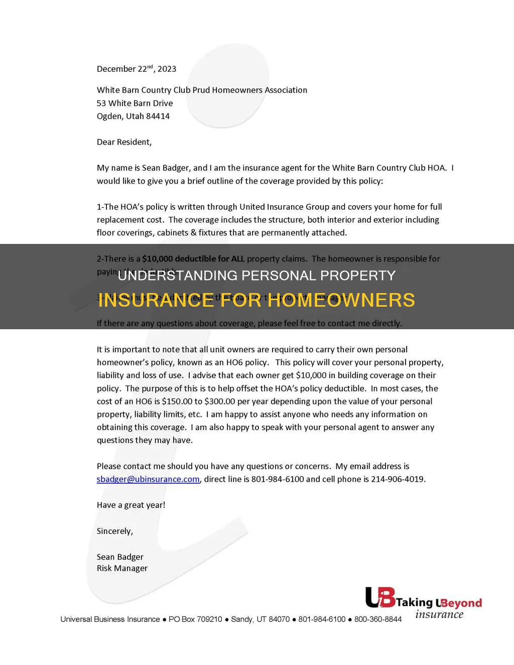 is personal property insurance required on homeowners
