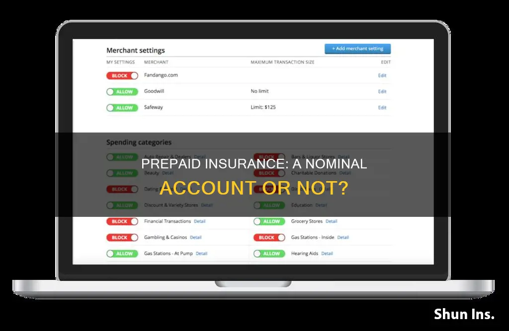 is prepaid insurance a nominal account