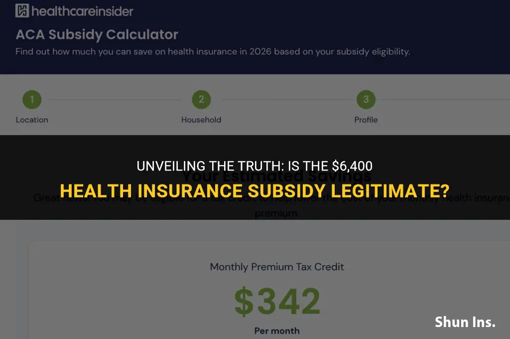 is the $6 400 subsidy legit for health insurance
