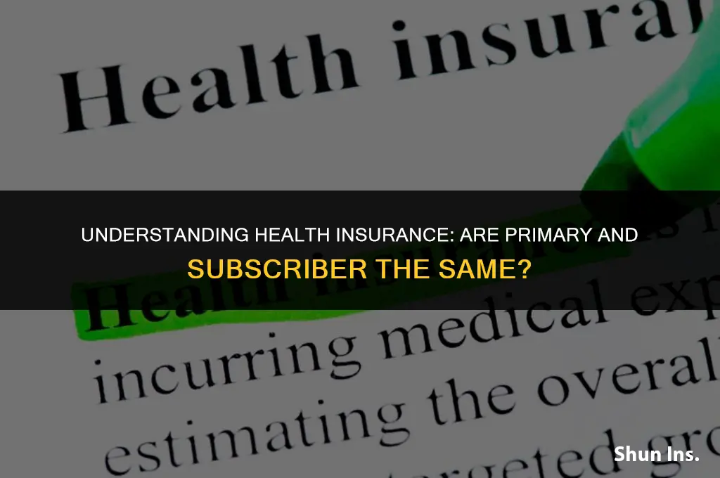 is the health insurance primary and subscriber the same thing