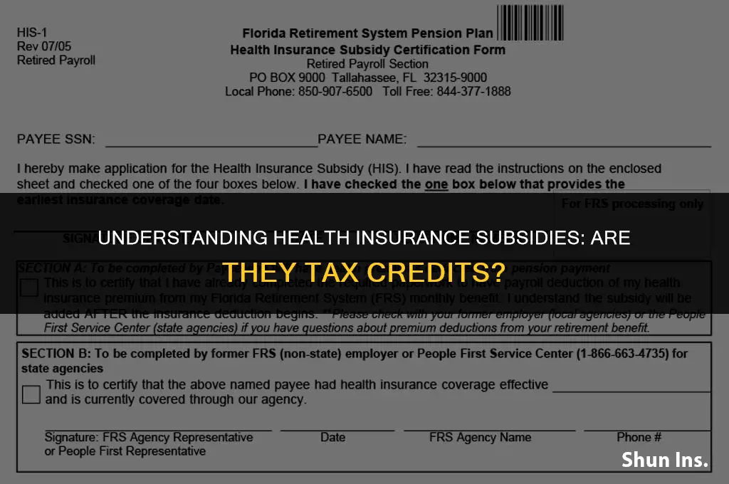 is the health insurance subsidy a tax credit