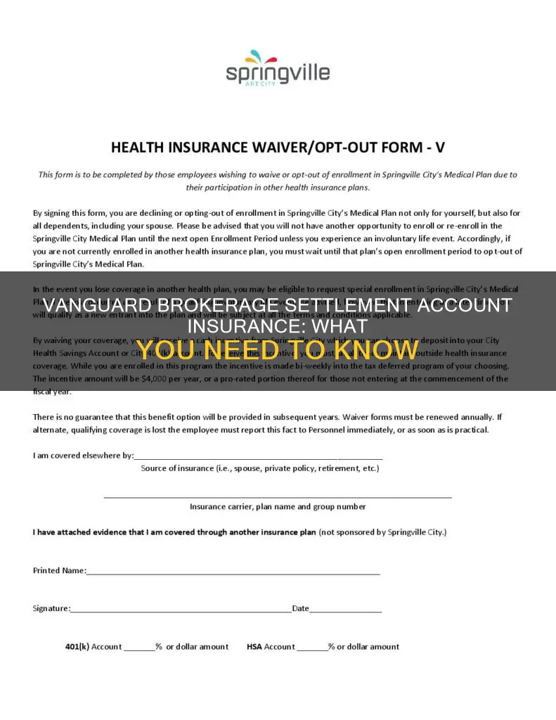 is the vanguard brokerage settlement account insured