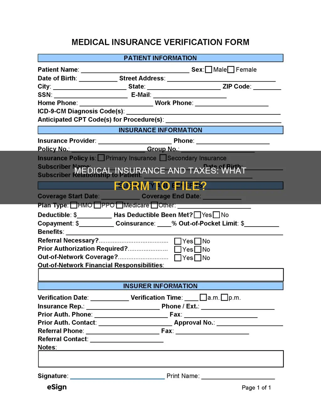 is there a tax form for medical insurance