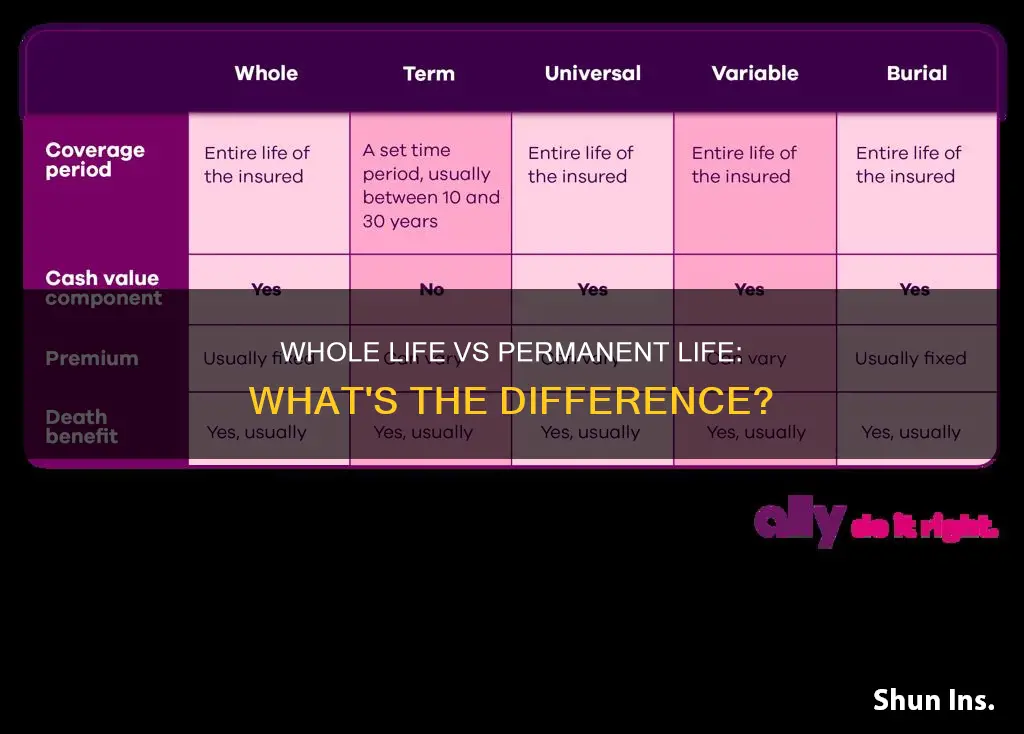 is whole life and permanent life insurance the same