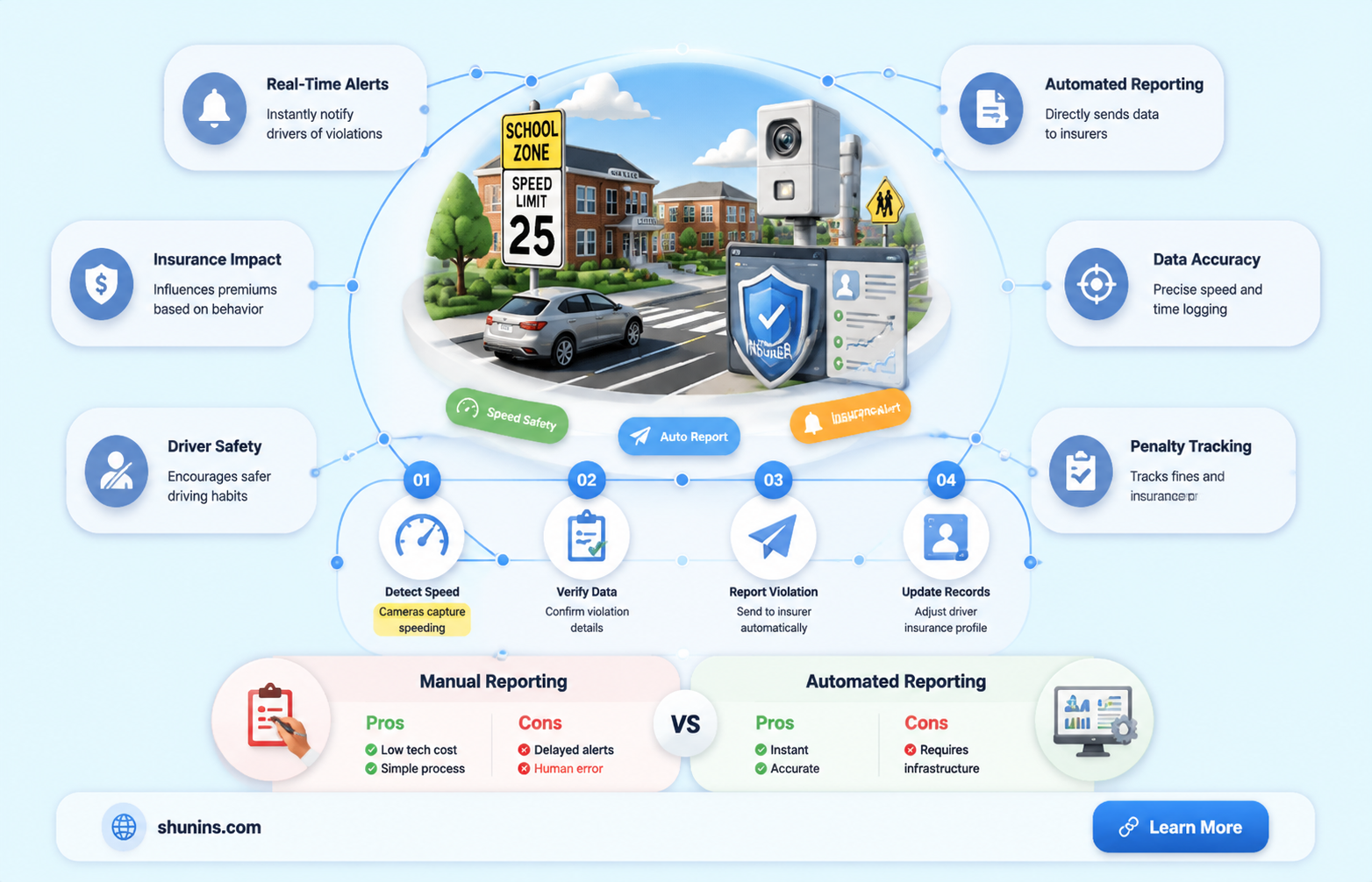 are automated school zone speed violations reported to insurance