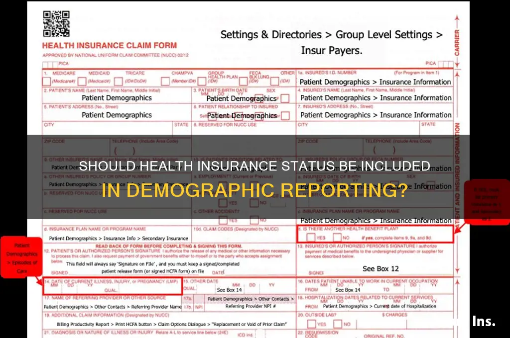 should we report health insurance status in demographics