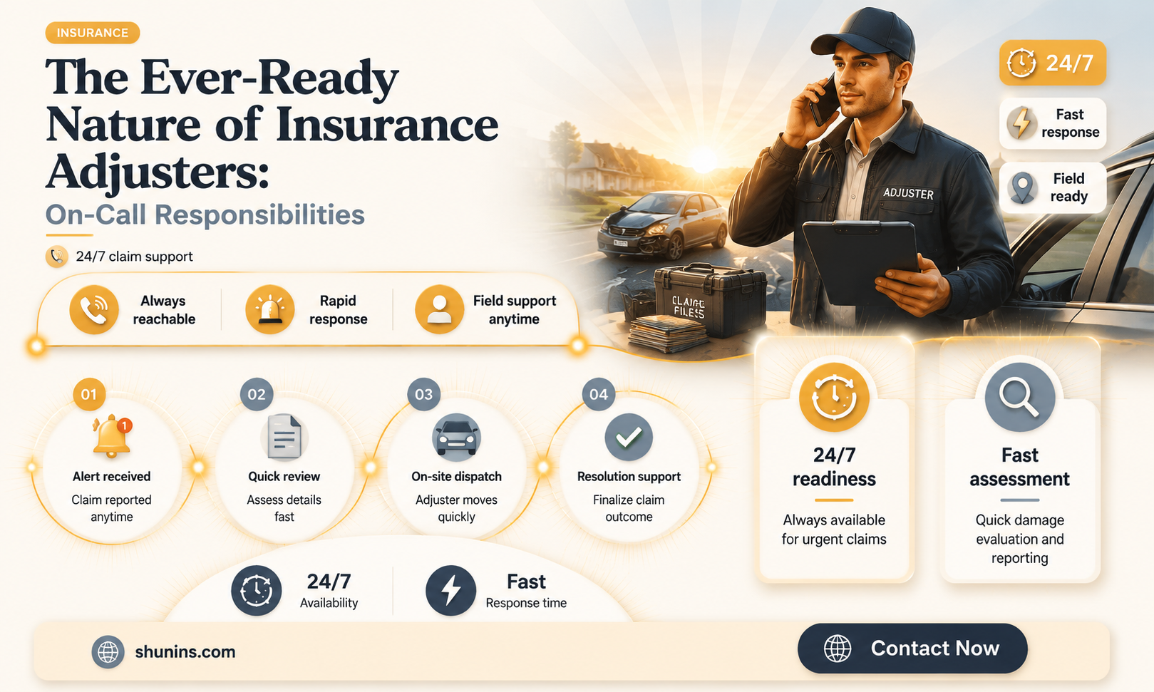 are insurance adjusters on call
