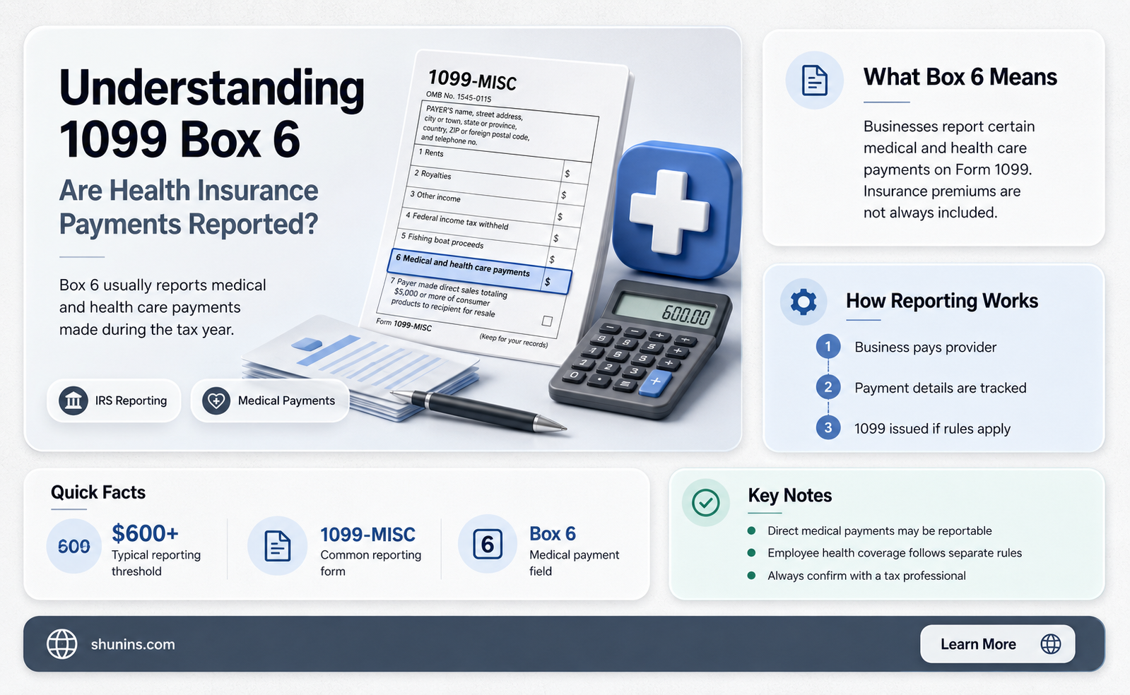 are health insurance payments reported on box 6 of 1099