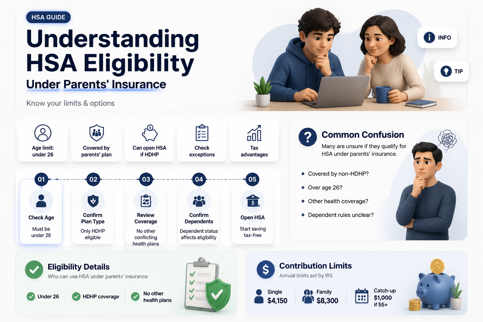 am i eligible for hsa under parents insurance