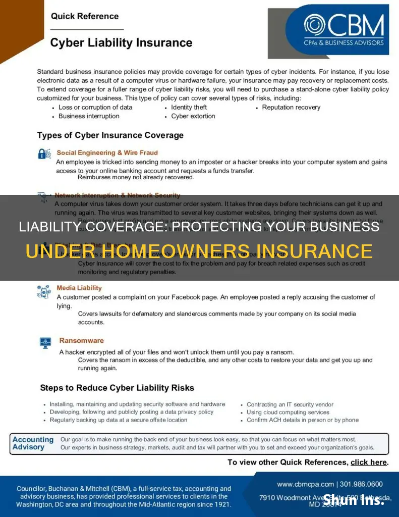what does business liability coverage mean under homeowners insurance
