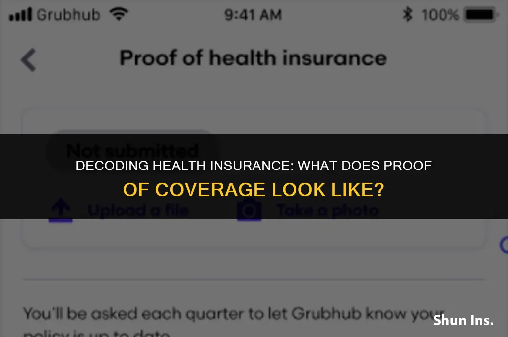 what does proof of health insurance form look like