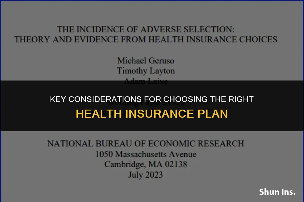 what factors should be considered when purchasing health insurance