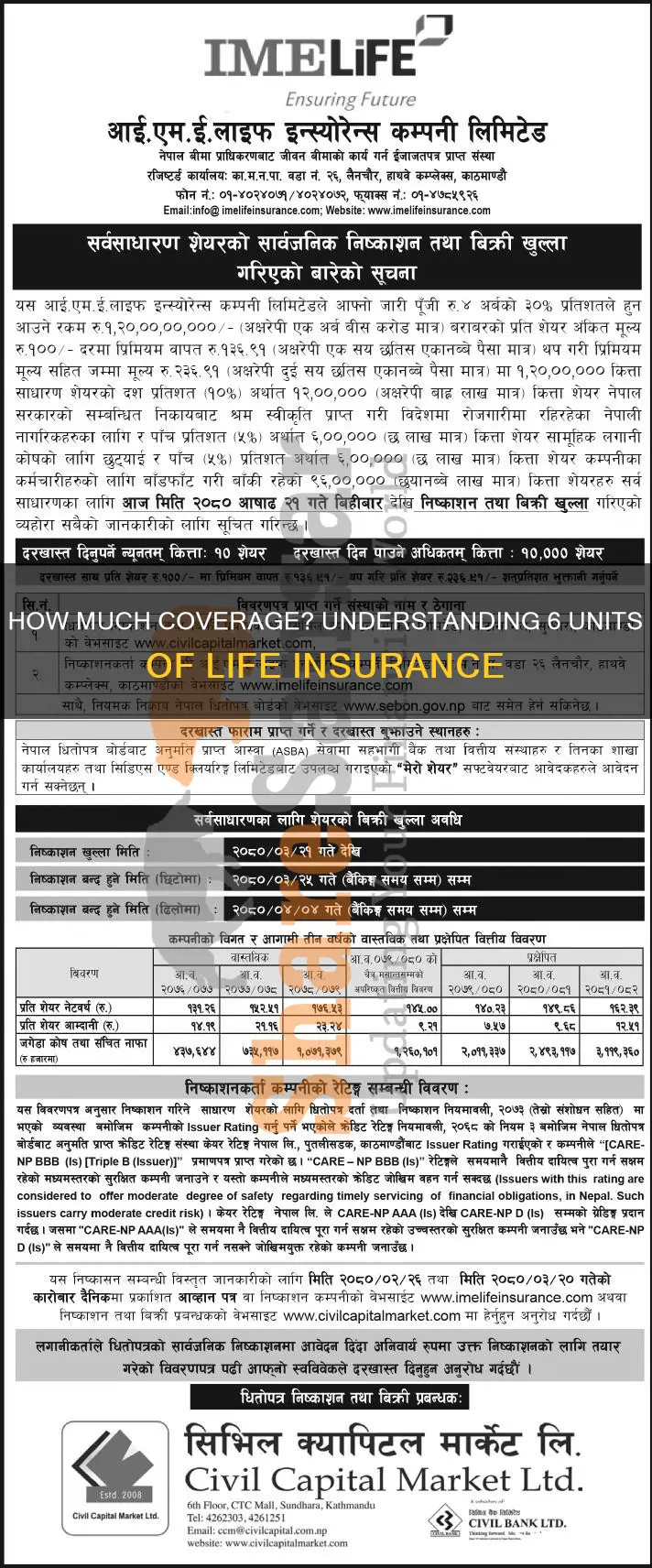 what is 6 units of life insurance