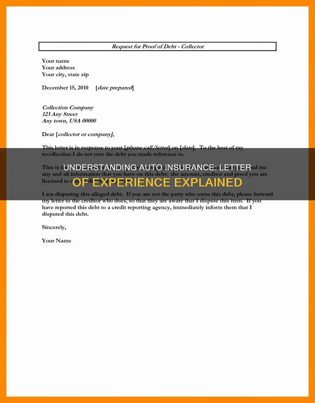 what is a letter of experience auto insurance