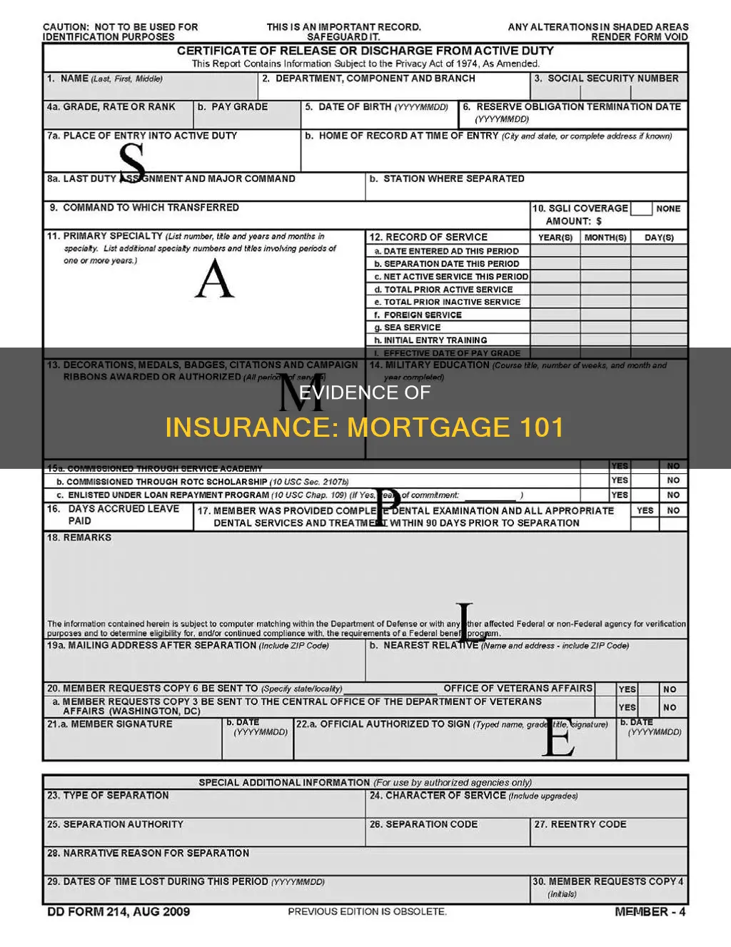 what is an evidence of insurance from mortgage