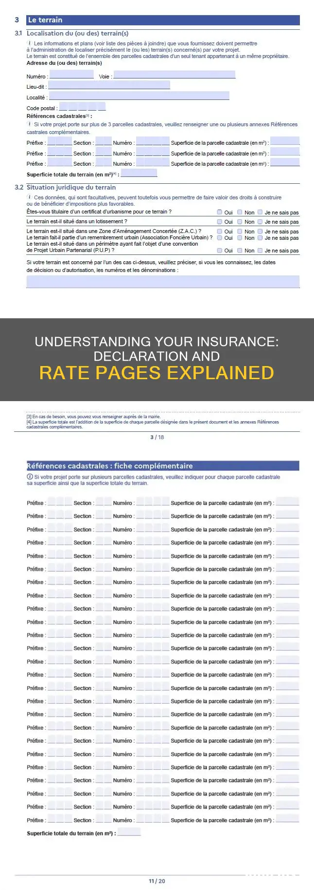 what is an insurance declaration and rate page